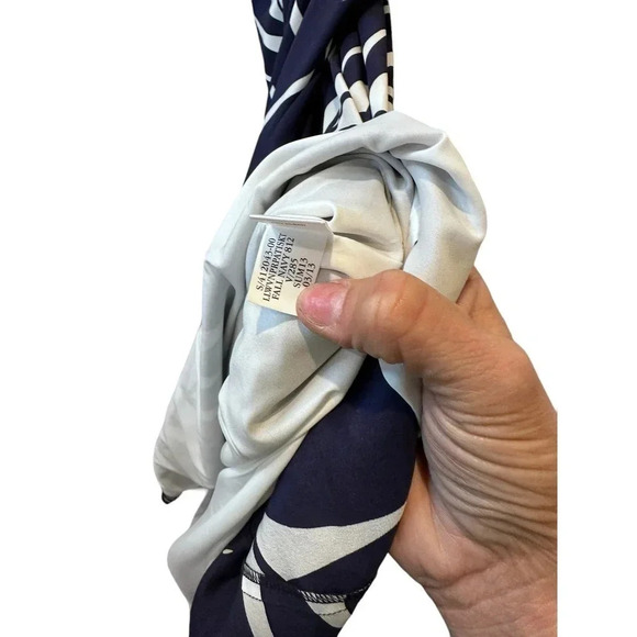 Banana Republic Women's Navy Blue Silk Leaf Maxi Skirt Size 10 - Picture 5 of 5